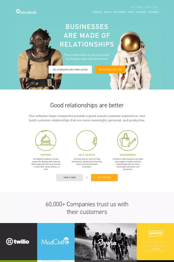 Zendesk | Customer Service Software & Support Ticket System - Landing design inspiration