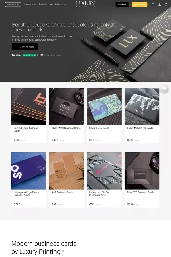 Luxury Business Cards | Luxury Printing NYC - website design inspiration