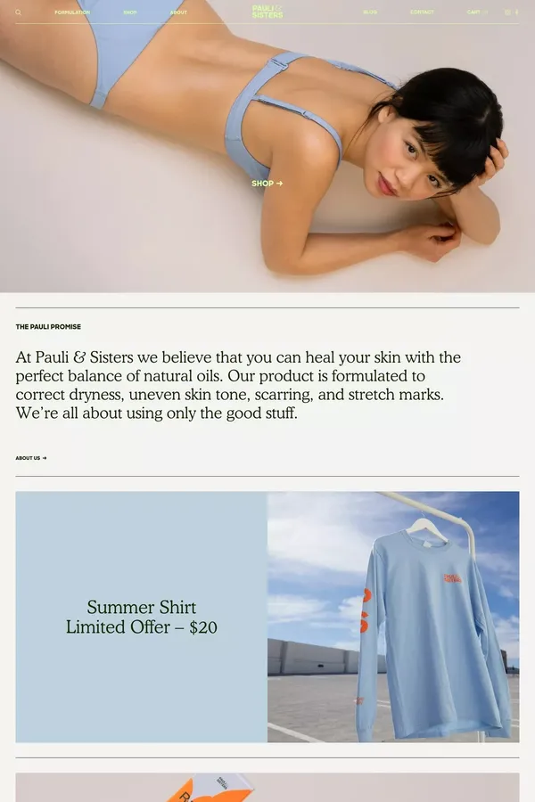 Pauli & Sisters - Ecommerce design inspiration