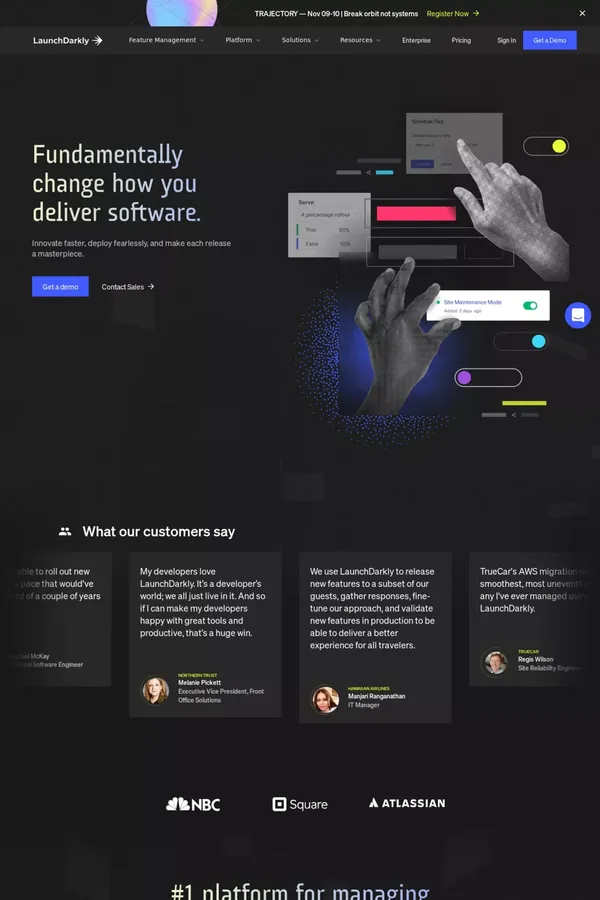 LaunchDarkly: Feature Flag & Toggle Management - Landing design inspiration
