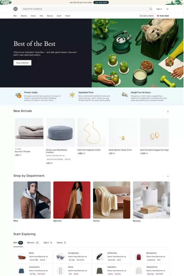 Italic | Premium Quality, Bold Prices - Ecommerce design inspiration