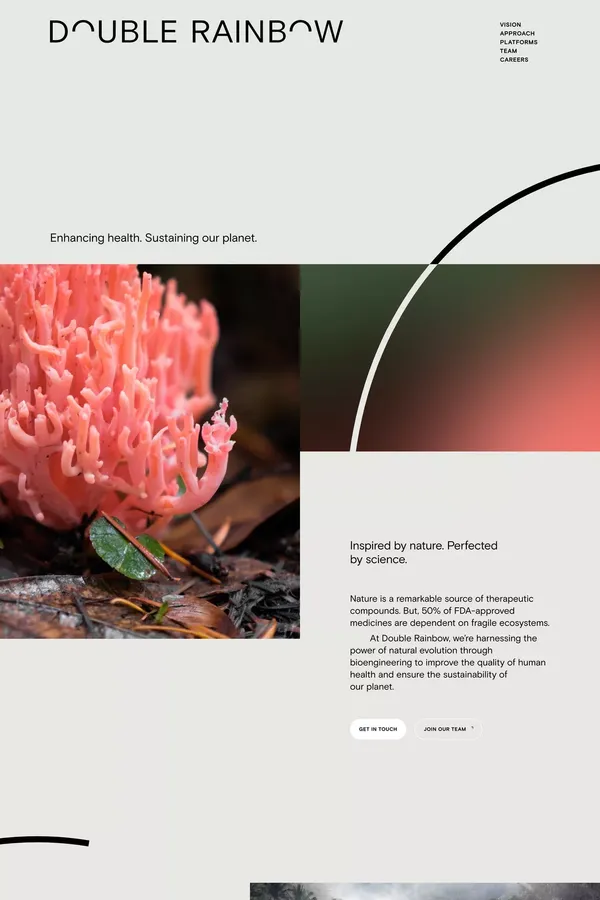 Double Rainbow Biosciences | Enhancing health. Sustaining our planet. - Landing design inspiration