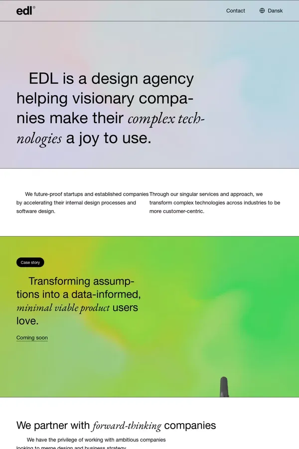 EDL - We are the bridge between complex technologies and it’s users - Portfolio design inspiration