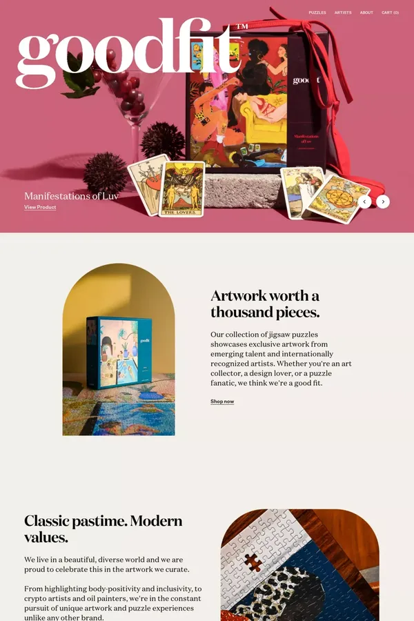 Goodfit - Classic pastime meets modern art curation. - Ecommerce design inspiration