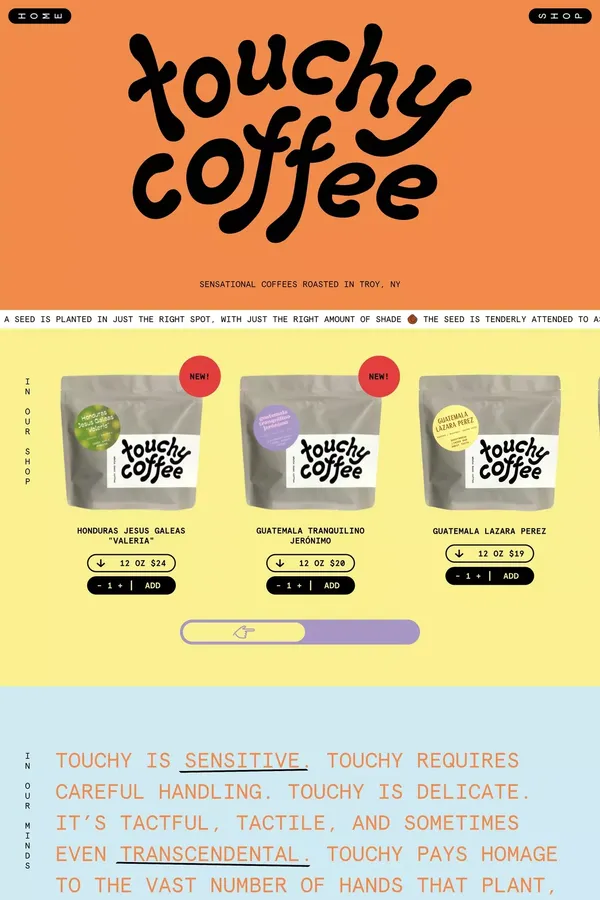 Touchy Coffee - Ecommerce design inspiration