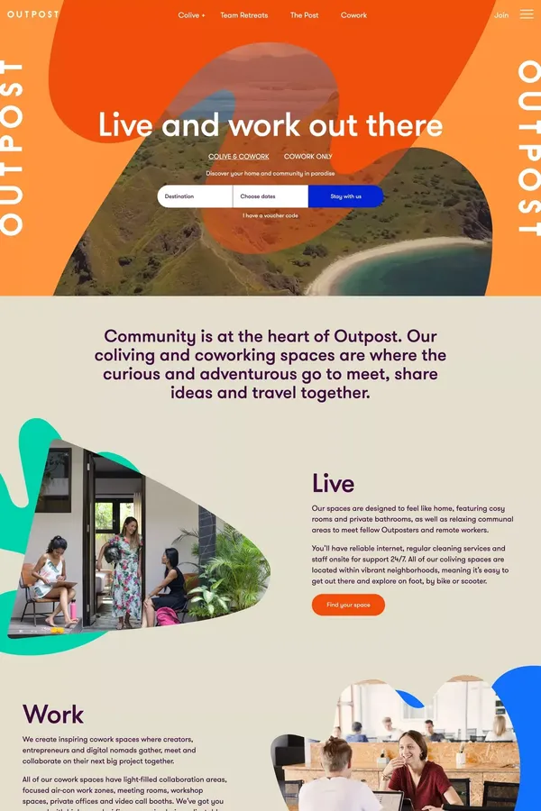 Coliving Community | Outpost - Landing design inspiration