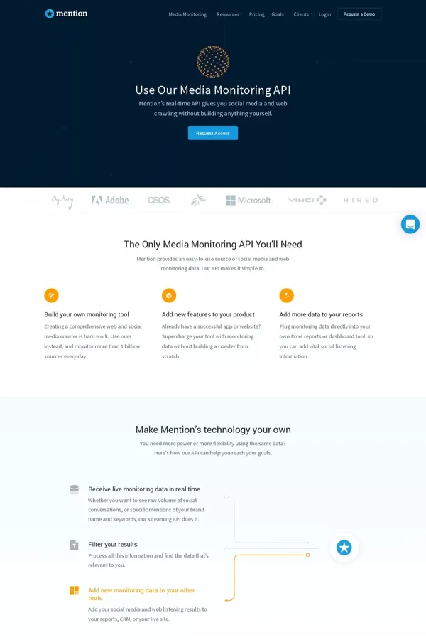 Media monitoring api - Landing design inspiration