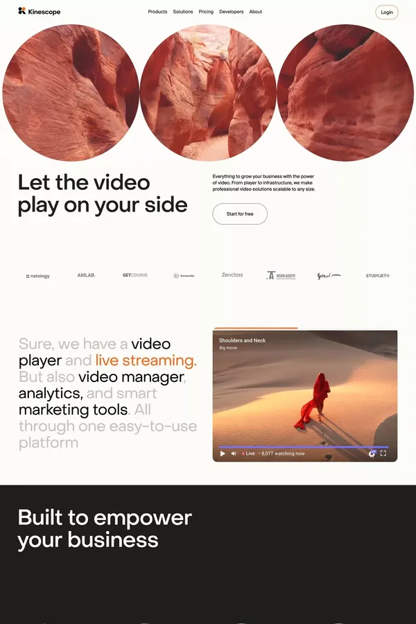 Kinescope | Video platform for business - Landing design inspiration
