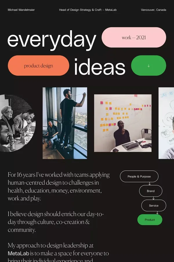 Michael Wandelmaier - Head of Design Strategy & Craft at MetaLab - Portfolio design inspiration