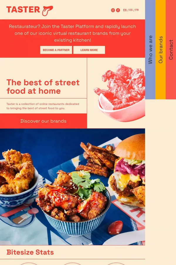 Taster | A unique collection of digital restaurant brands dedicated to bringing the best of street food to you, fast. - Landing design inspiration
