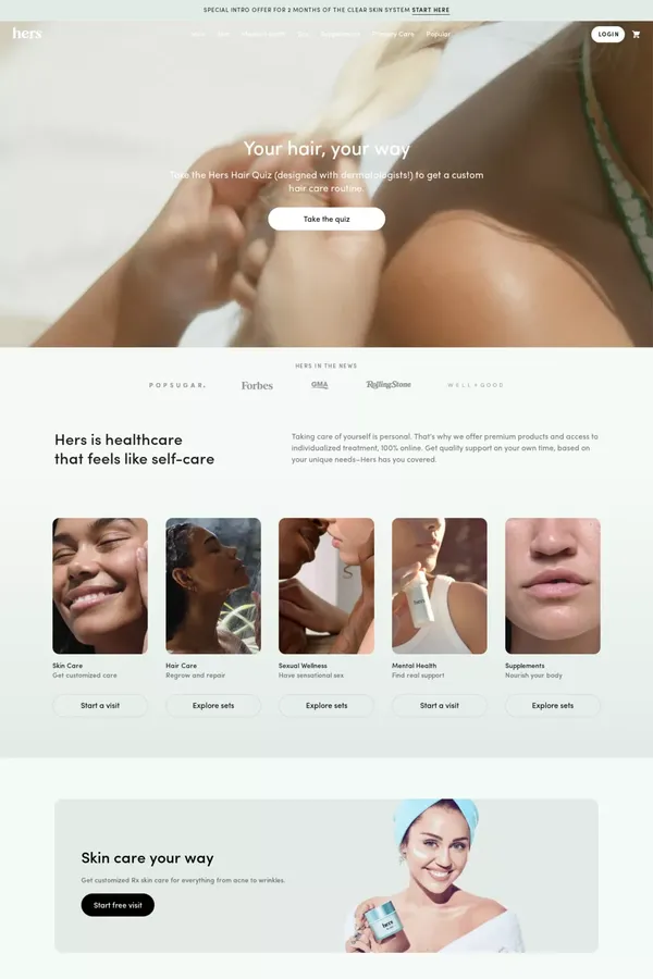Hers for Women’s Health | hers - Ecommerce design inspiration