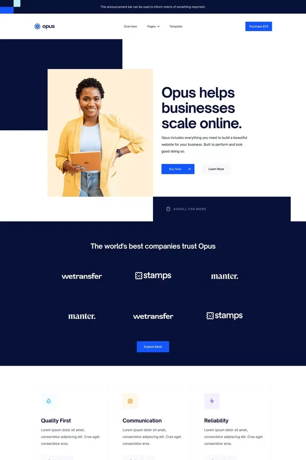 Opus - UI Kit Webflow Template - Template design inspiration