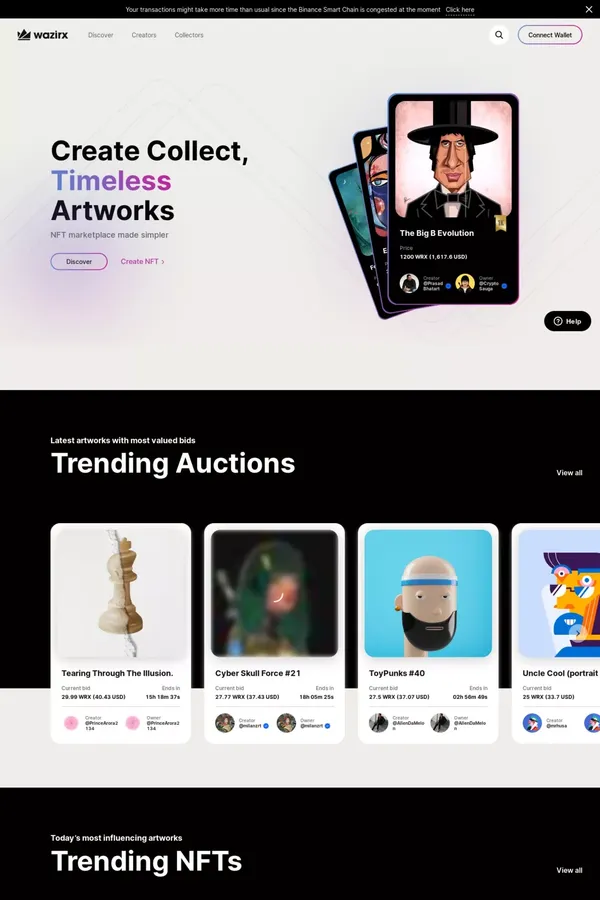 WazirX NFT - Landing design inspiration