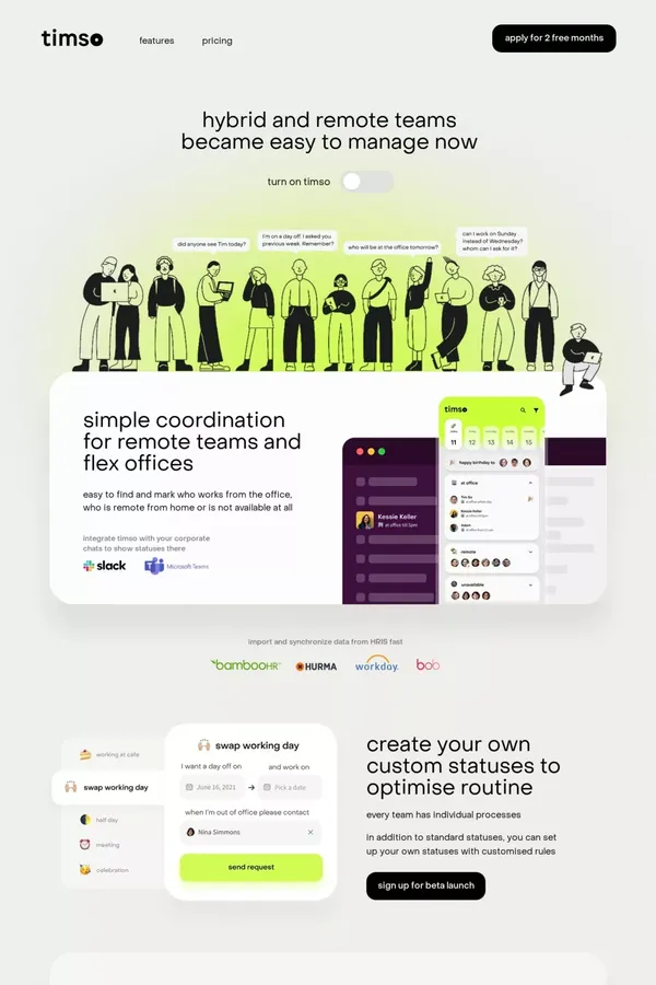 Timso - Landing design inspiration