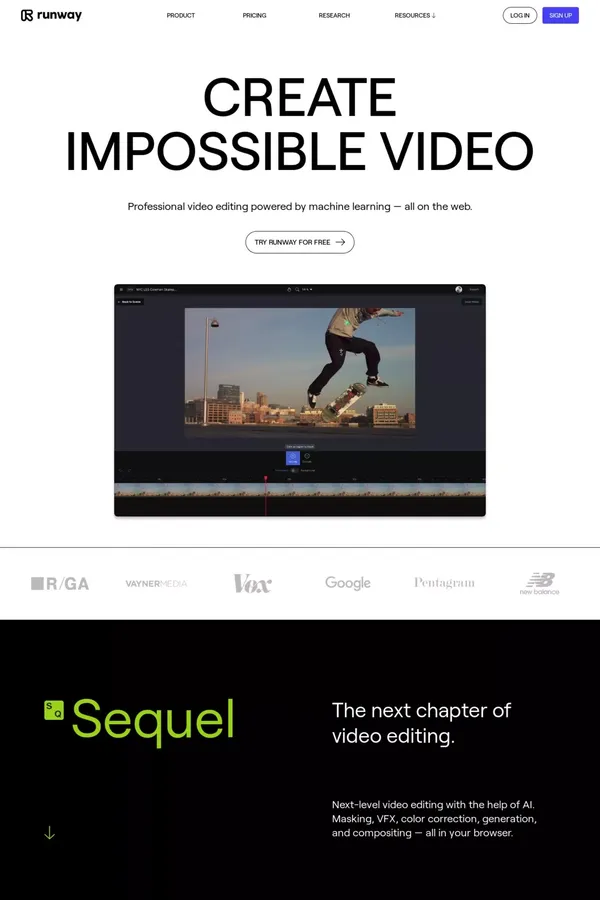 Runway | CREATE IMPOSSIBLE VIDEO - Landing design inspiration
