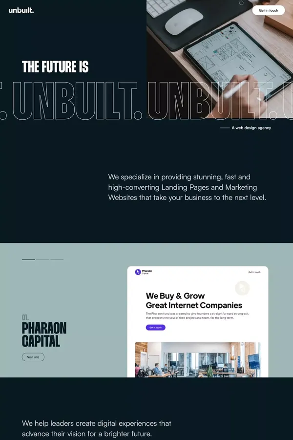 Unbuilt | A web design agency - Portfolio design inspiration