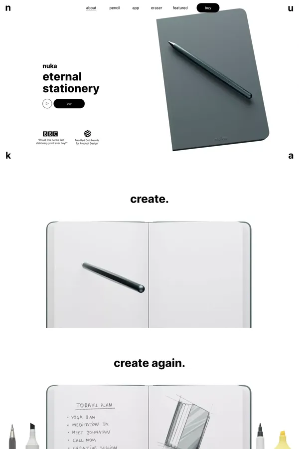 nuka: eternal stationery - Landing design inspiration