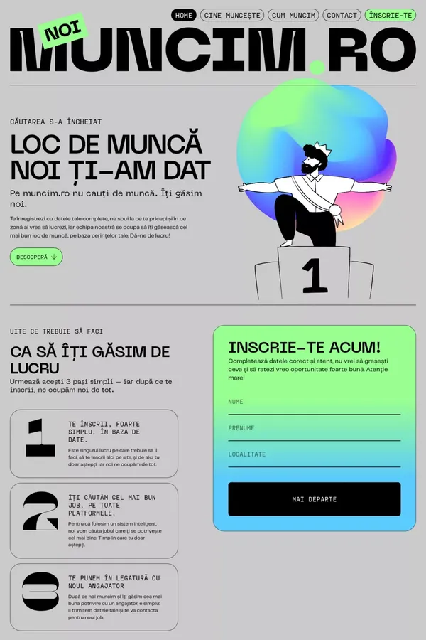Căutarea s-a incheiat, loc de muncă noi ți-am dat. - Landing design inspiration