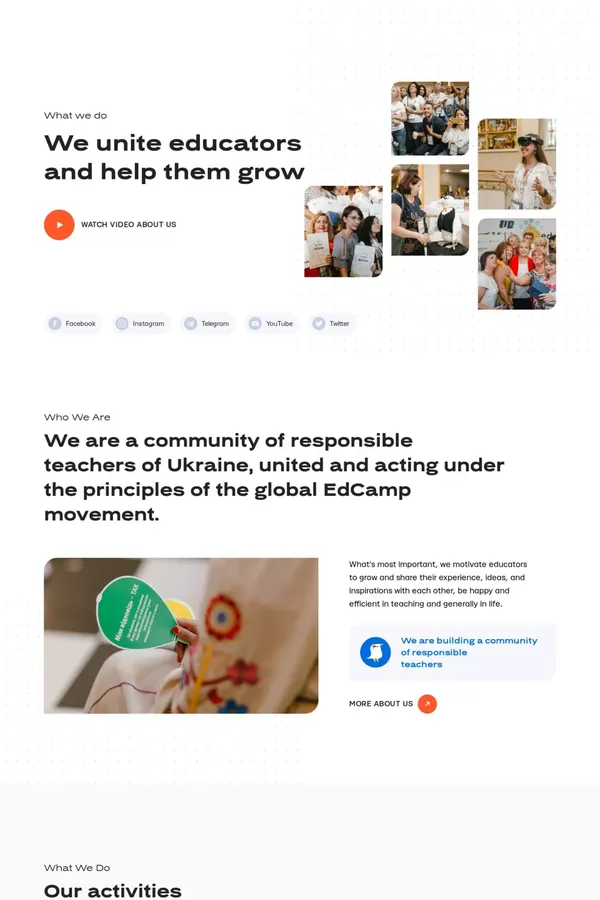 Main page - Edcamp - website design inspiration