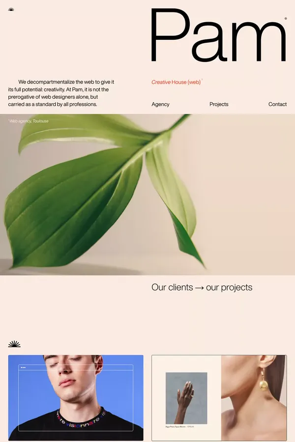 Agence web Toulouse, Pam — Création de site internet et stratégie - Portfolio design inspiration