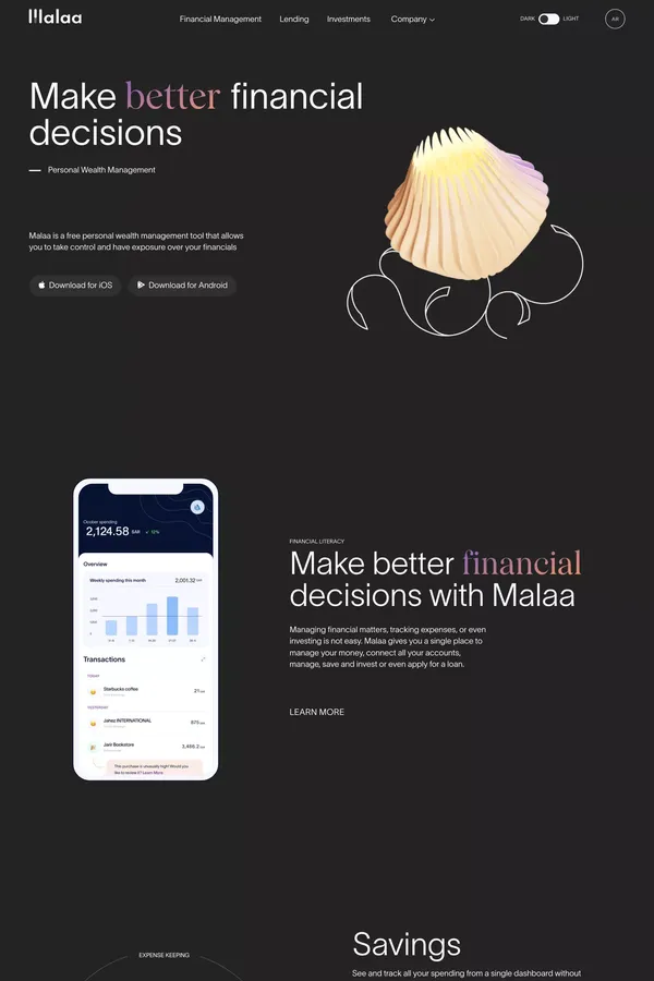 Malaa - Save better, save smarter - Landing design inspiration
