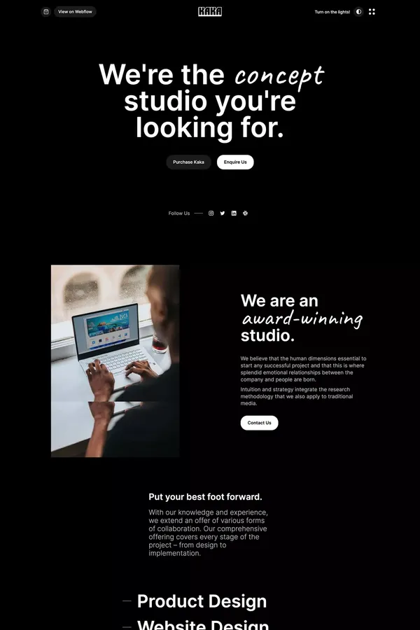Kaka - Webflow website template - Template design inspiration