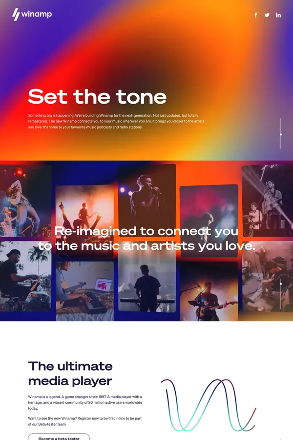Winamp - Landing design inspiration