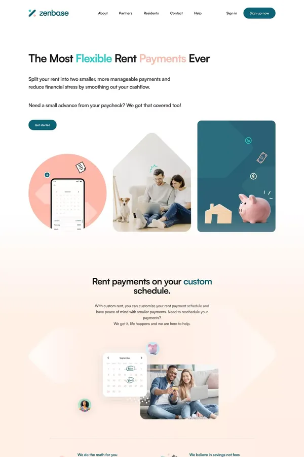 Zenbase | The Most Flexible Rent Payments Ever - Landing design inspiration