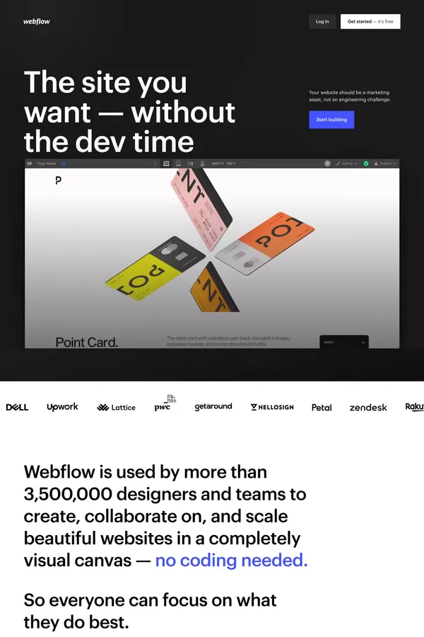 Webflow: Create a custom website | No-code website builder - Landing design inspiration