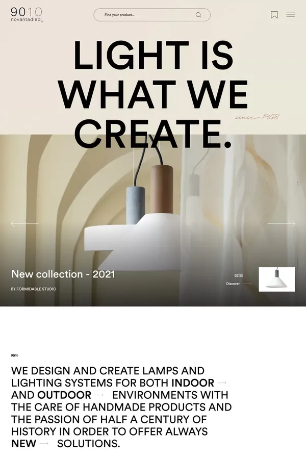 Light is what we create. | 9010 novantadieci - Portfolio design inspiration