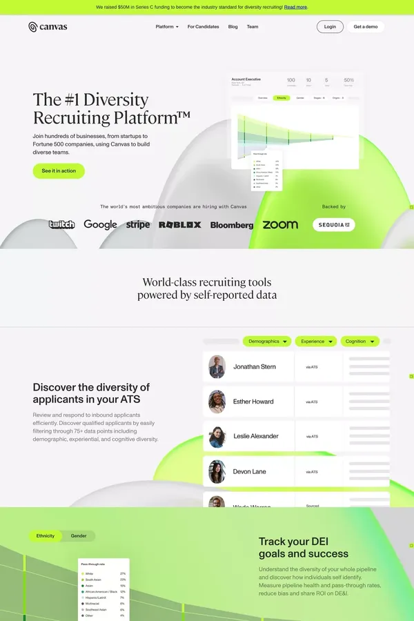 Diversity Recruiting Platform | Canvas - Landing design inspiration