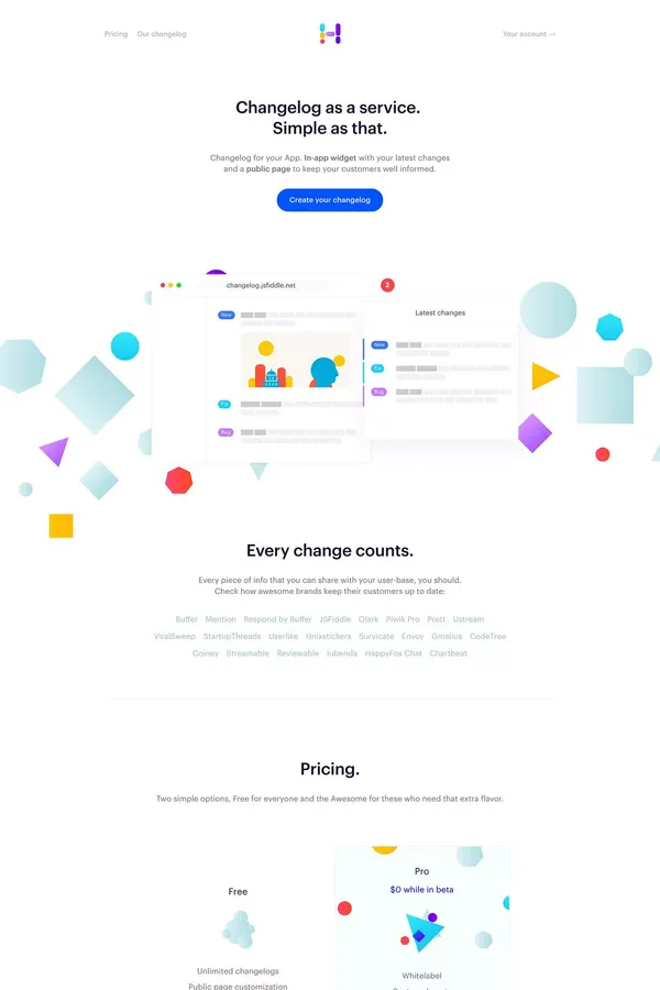 Headway - Changelog as a service. - Landing design inspiration
