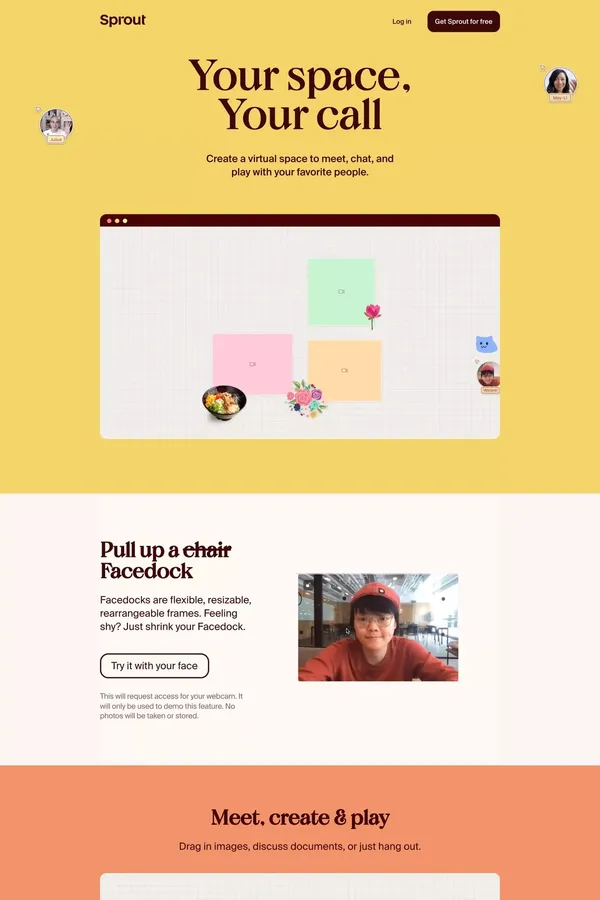 Sprout | Your space, your call - Landing design inspiration