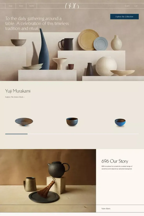 696 NYC | A place for carefully curated objects by Japanese craftsmen - Ecommerce design inspiration