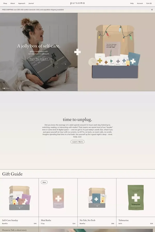 Pursoma - Luxury Bath Salts - Ecommerce design inspiration