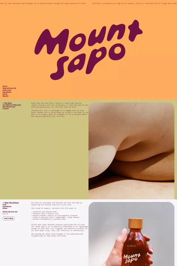 Mount Sapo | Multi-use organic skincare - Ecommerce design inspiration