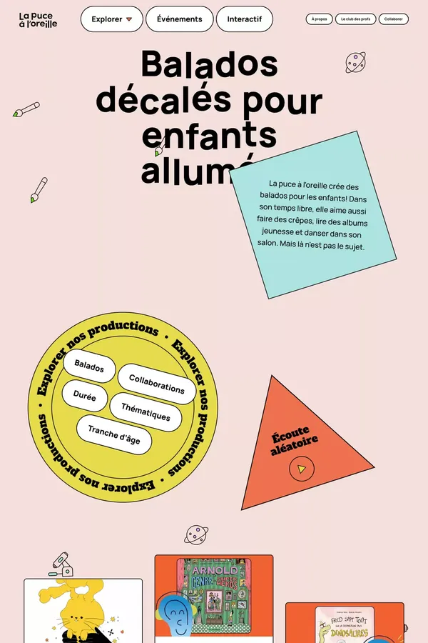 La puce à l'oreille | Balados (podcasts) décalés pour enfants allumés - Portfolio design inspiration