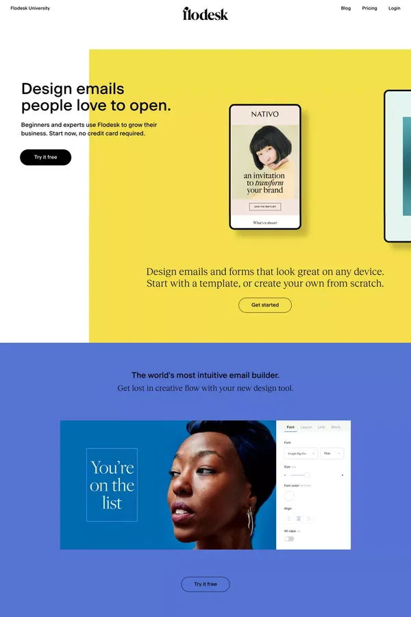 Flodesk | Design emails people love to get. - Landing design inspiration