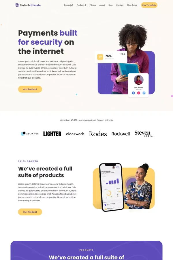 Fintech Ultimate - Webflow Website Template - Template design inspiration