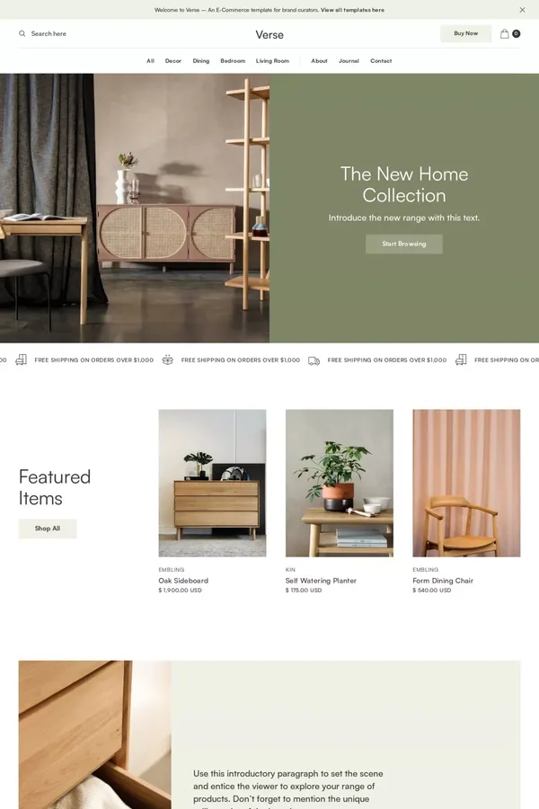 Verse - Webflow Ecommerce Template - Template design inspiration