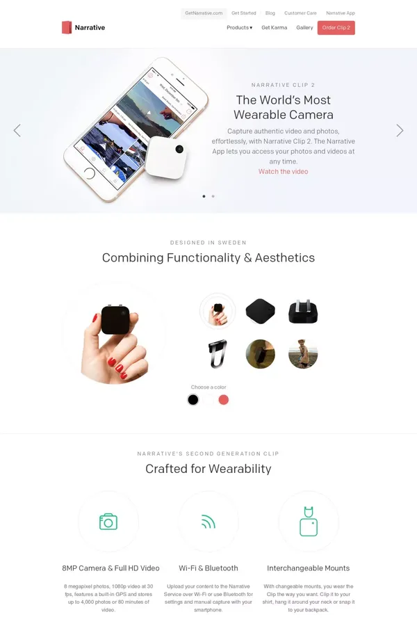 The World's Most Wearable HD Video Camera - Narrative Clip 2 - Landing design inspiration