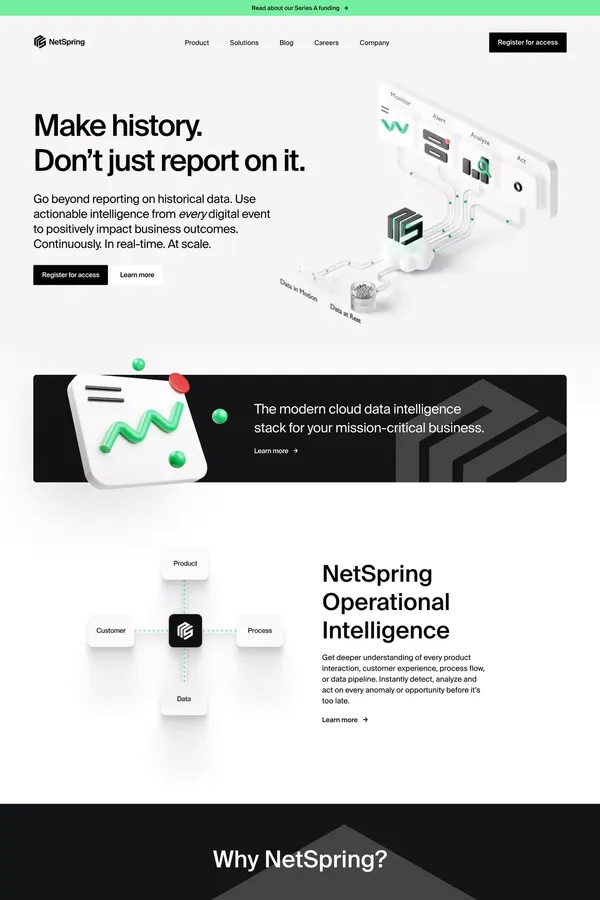 NetSpring | The Operational Intelligence Platform - Landing design inspiration
