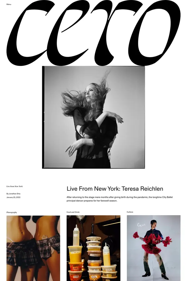 Cero Magazine - Blog design inspiration