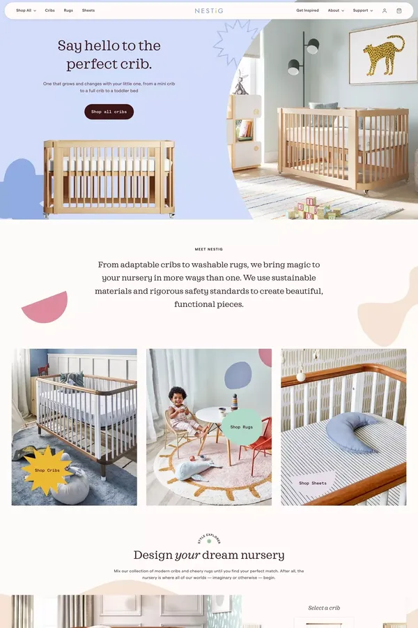 Nestig, the perfect crib. - Ecommerce design inspiration
