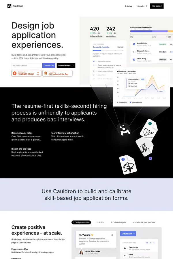 Cauldron - Landing design inspiration