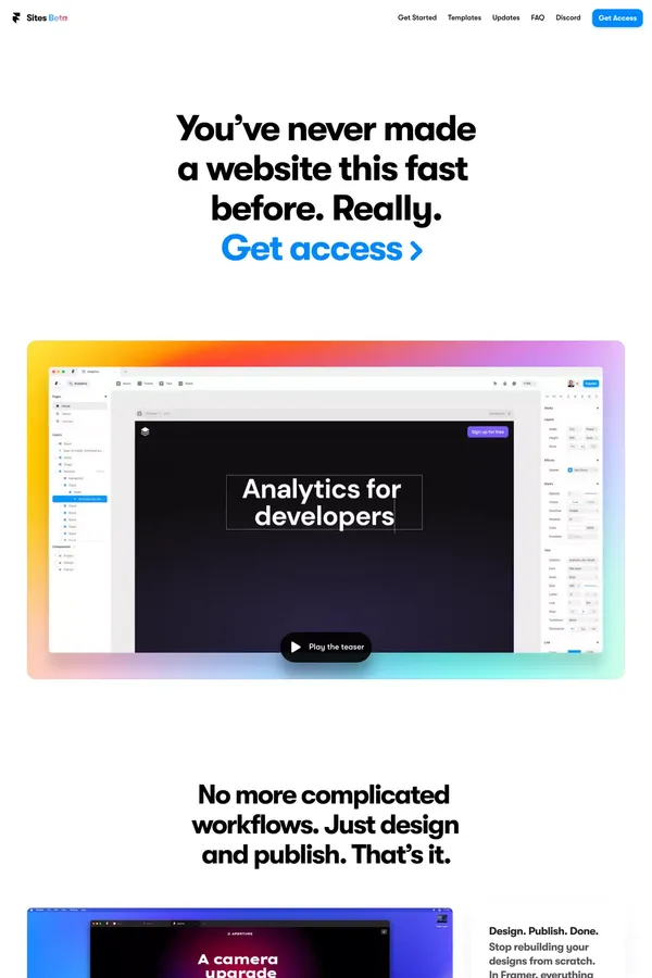 Framer: Design beautiful websites in minutes - Landing design inspiration