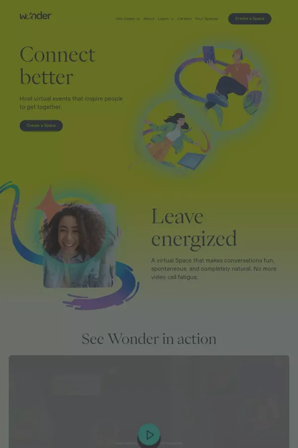 Wonder » Host Virtual Events that Leave You Energized - website design inspiration