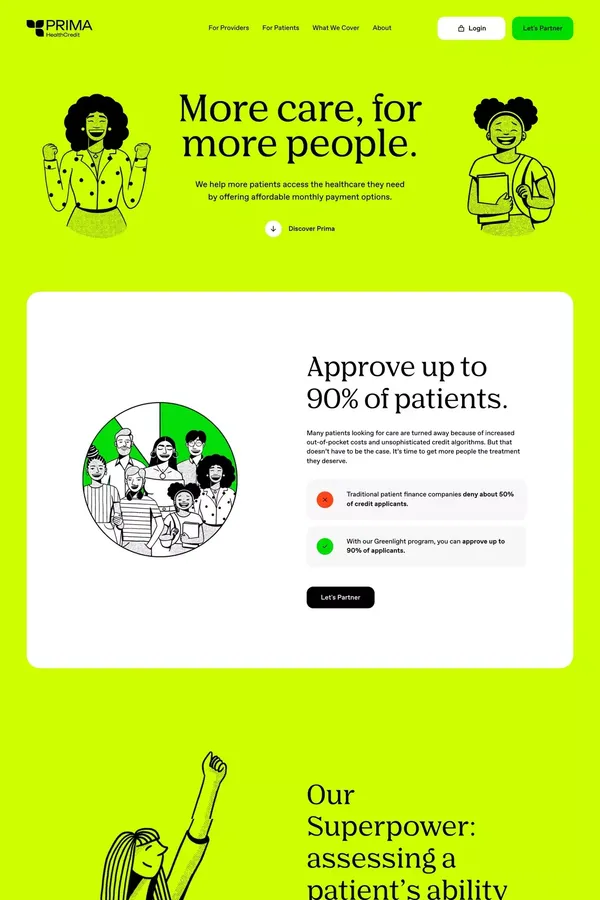 More care, for more people. | PrimaHealth Credit - Landing design inspiration