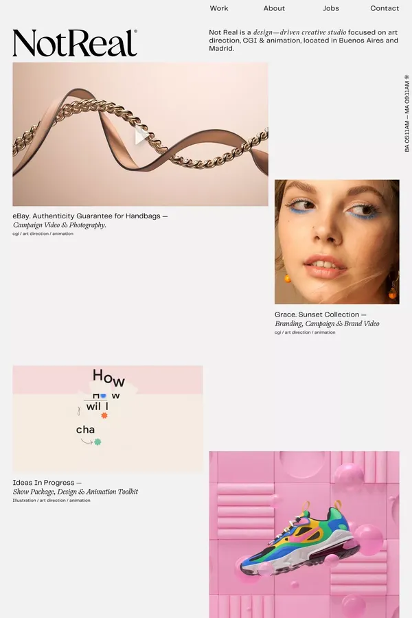 NotReal - Portfolio design inspiration