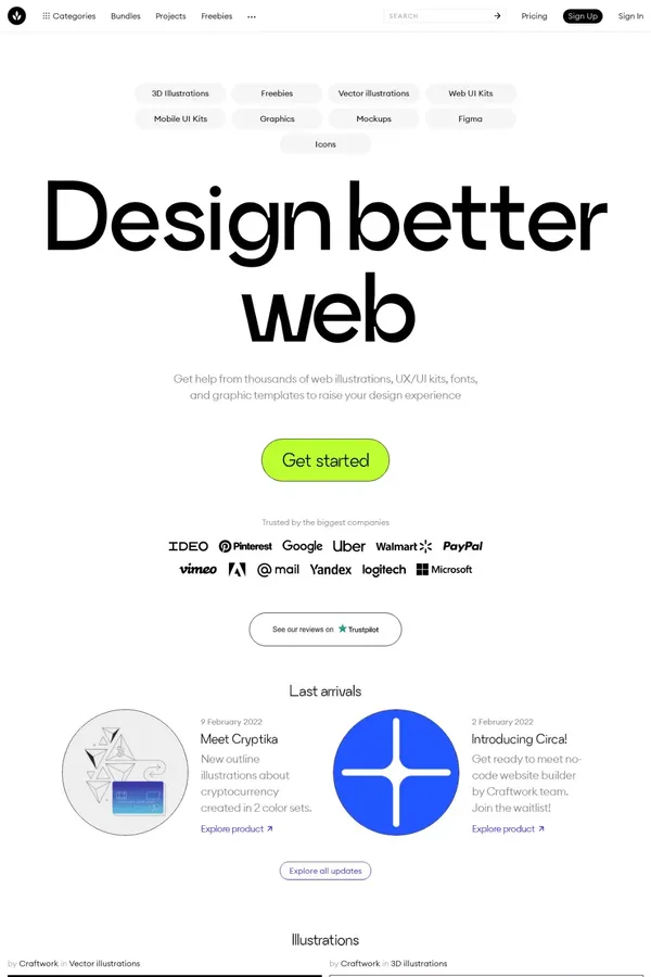 Craftwork: UX/UI kits, vector & 3D illustrations, and HTML templates - Landing design inspiration